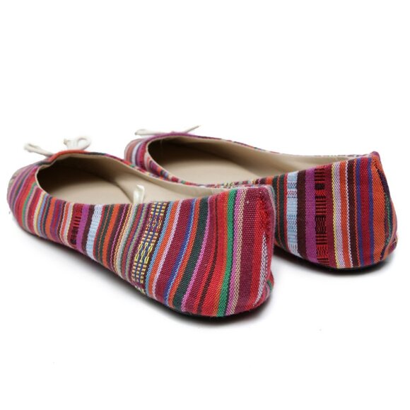 A.co Peruvian Blanket Flats Shoes Tribal Aztec Stripes Casual Shoes Red Bow Toe - Picture 4 of 8
